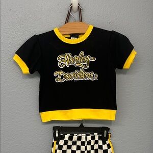 Harley-Davidson Kids Tee in Black with Yellow Trim